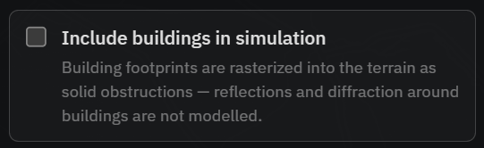 The Include buildings in simulation checkbox